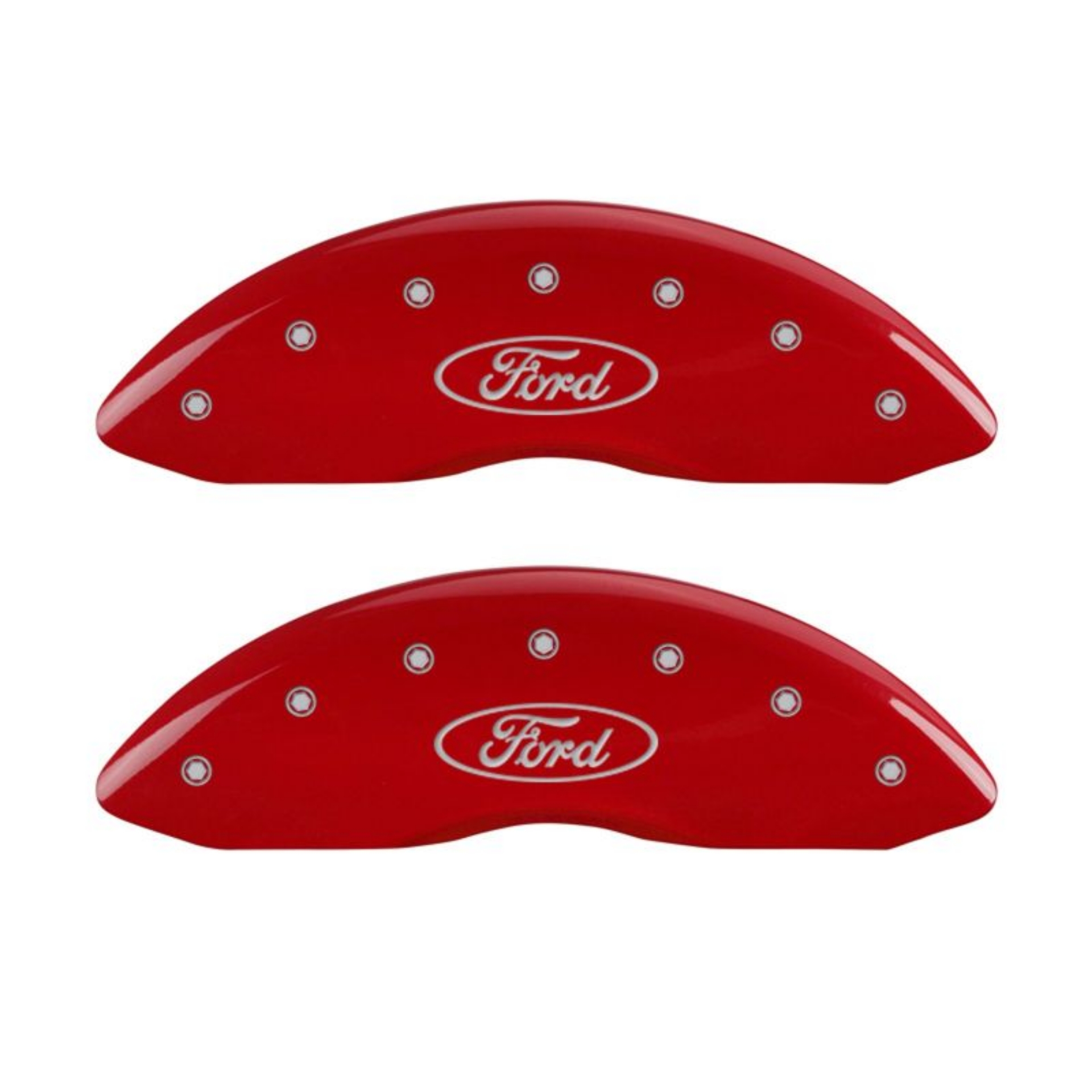 Picture of MGP 4 Caliper Covers Engraved Front & Rear Oval logo-Ford Red finish silver ch