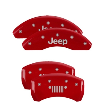 Picture of MGP 4 Caliper Covers Engraved Front & Rear MGP Red finish silver ch