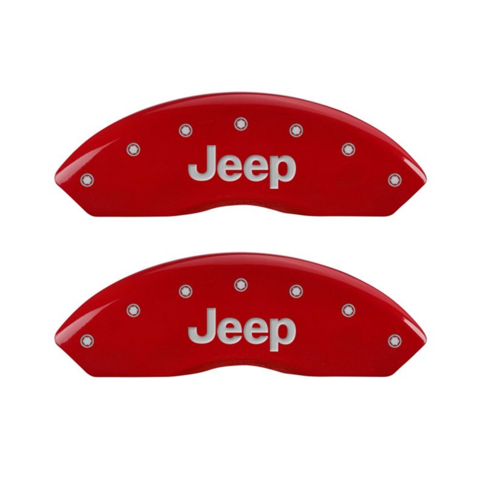 Picture of MGP 4 Caliper Covers Engraved Front & Rear JEEP Red finish silver ch