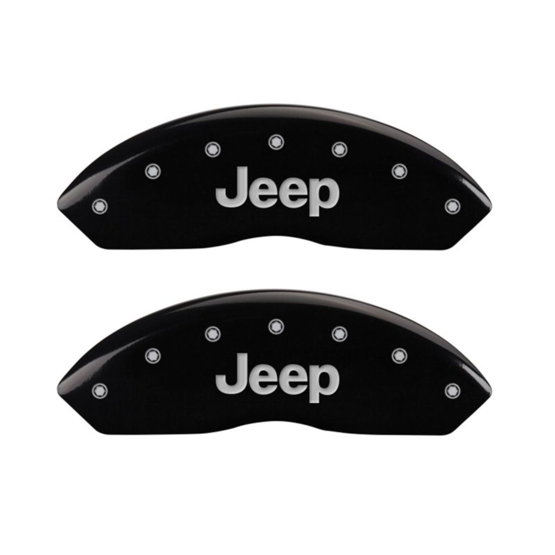 Picture of MGP 4 Caliper Covers Engraved Front JEEP Engraved Rear JEEP Grill logo Black finish silver ch