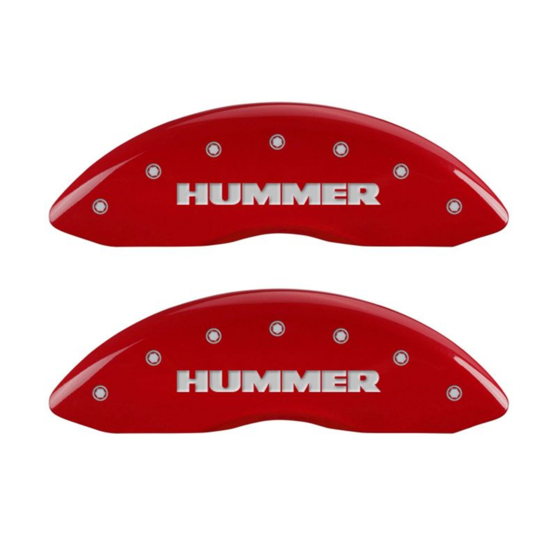 Picture of MGP 4 Caliper Covers Engraved Front & Rear Hummer Red finish silver ch