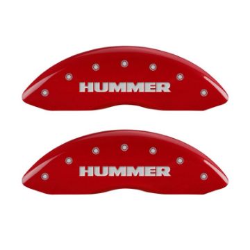 Picture of MGP 4 Caliper Covers Engraved Front & Rear Hummer Red finish silver ch