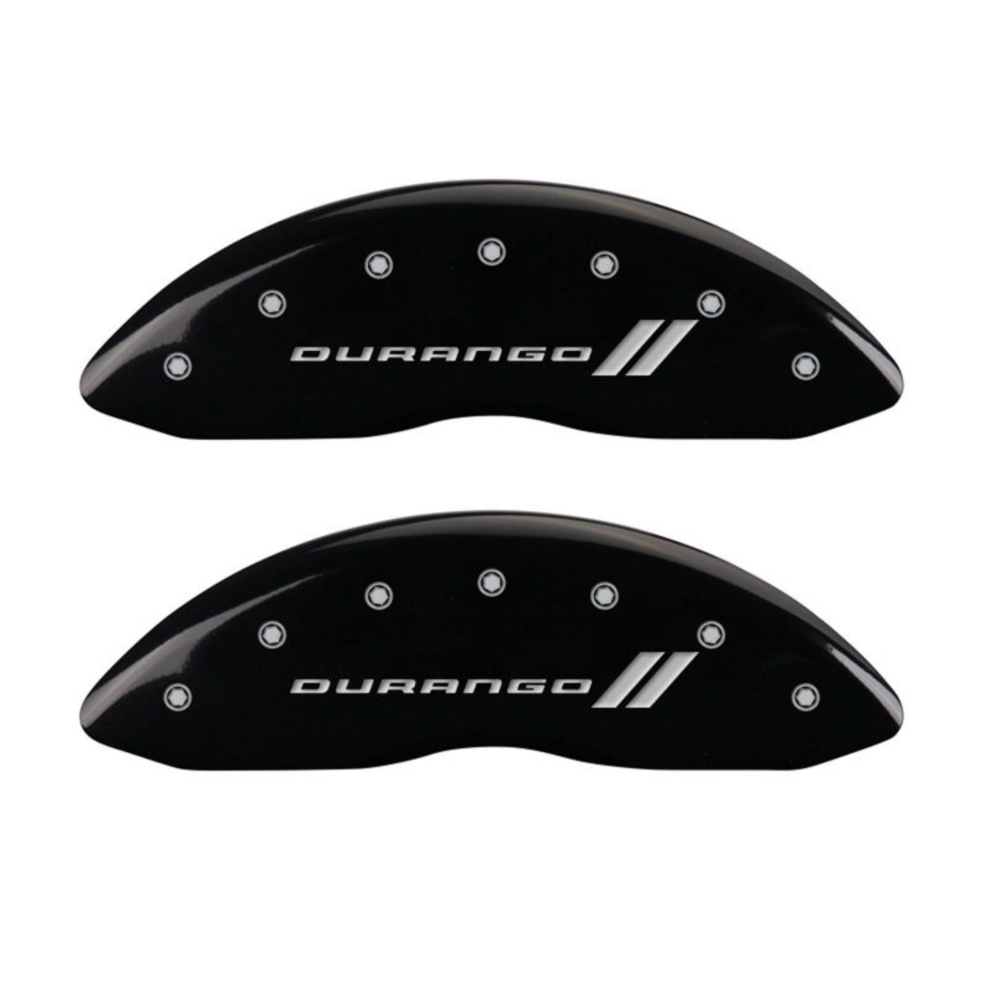 Picture of MGP 4 Caliper Covers Engraved Front & Rear With stripes-Durango Black finish silver ch