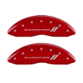 Picture of MGP 4 Caliper Covers Engraved Front & Rear With stripes-Durango Red finish silver ch