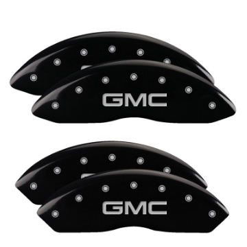 Picture of MGP 4 Caliper Covers Engraved Front & Rear GM Style-Hybrid Black finish silver ch