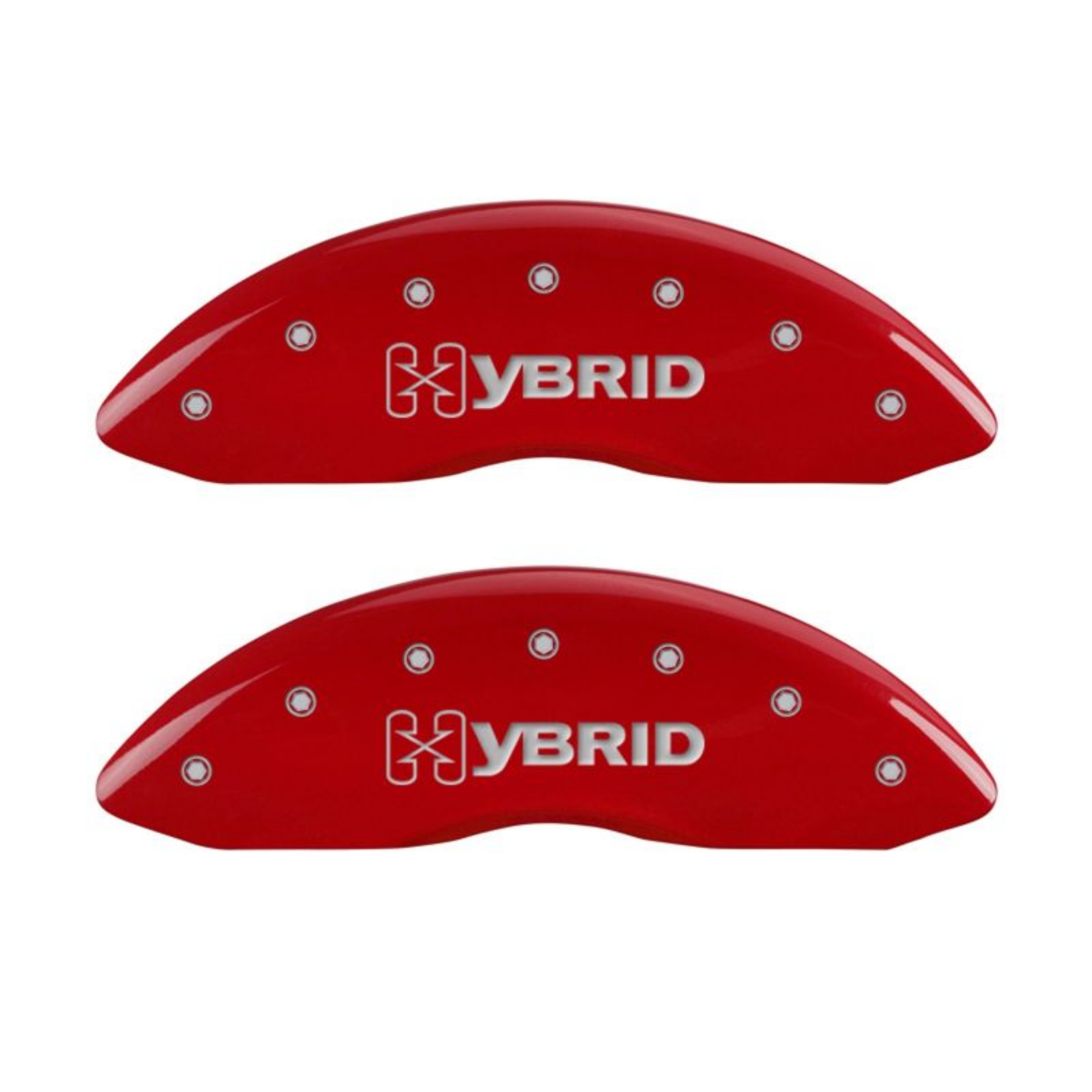 Picture of MGP 4 Caliper Covers Engraved Front & Rear GM Style-Hybrid Red finish silver ch