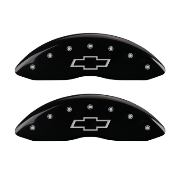 Picture of MGP Front set 2 Caliper Covers Engraved Front Bowtie Black finish silver ch