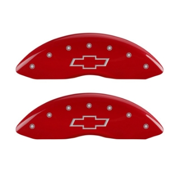 Picture of MGP Front set 2 Caliper Covers Engraved Front Bowtie Red finish silver ch