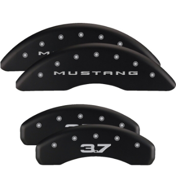 Picture of MGP Front set 2 Caliper Covers Engraved Front MGP Black finish silver ch