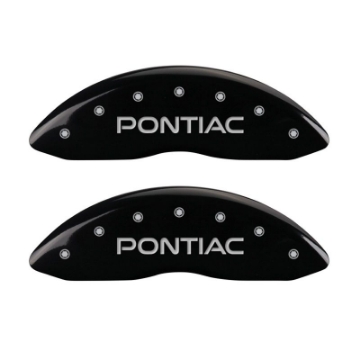 Picture of MGP 4 Caliper Covers Engraved Front Pontiac Engraved Rear GTO Black finish silver ch