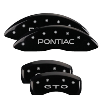 Picture of MGP 4 Caliper Covers Engraved Front Pontiac Engraved Rear GTO Black finish silver ch