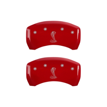 Picture of MGP 4 Caliper Covers Engraved Front & Rear Oval logo-Ford Red finish silver ch