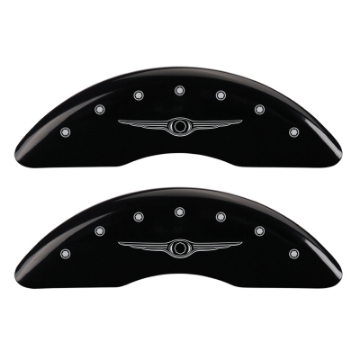 Picture of MGP 4 Caliper Covers Engraved Front & Rear Style 1-Chrysler Wing Black finish silver ch
