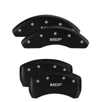 Picture of MGP 4 Caliper Covers Engraved Front & Rear Style 1-Chrysler Wing Black finish silver ch