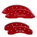 Picture of MGP 4 Caliper Covers Engraved Front & Rear Cursive-Cadillac Red finish silver ch