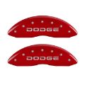 Picture of MGP 4 Caliper Covers Engraved Front & Rear Broken D-Dodge Red finish silver ch