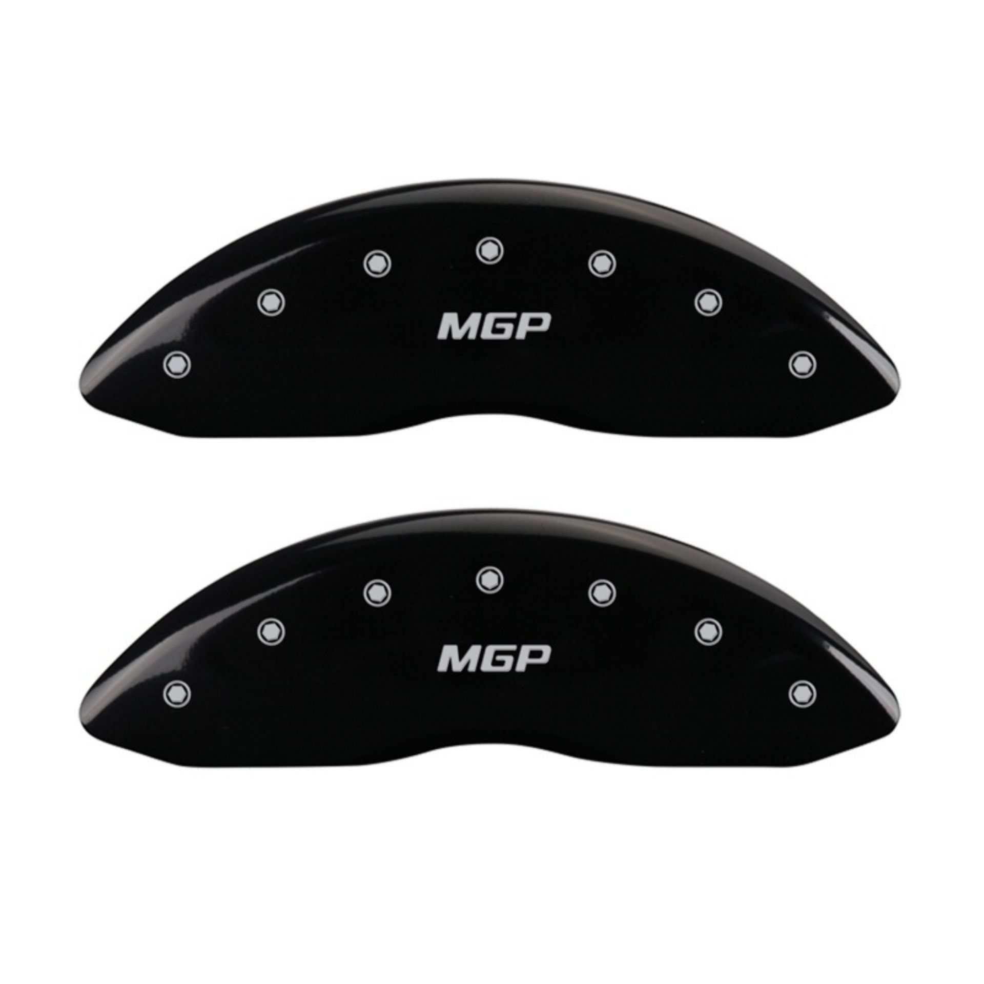 Picture of MGP Front set 2 Caliper Covers Engraved Front MGP Black finish silver ch