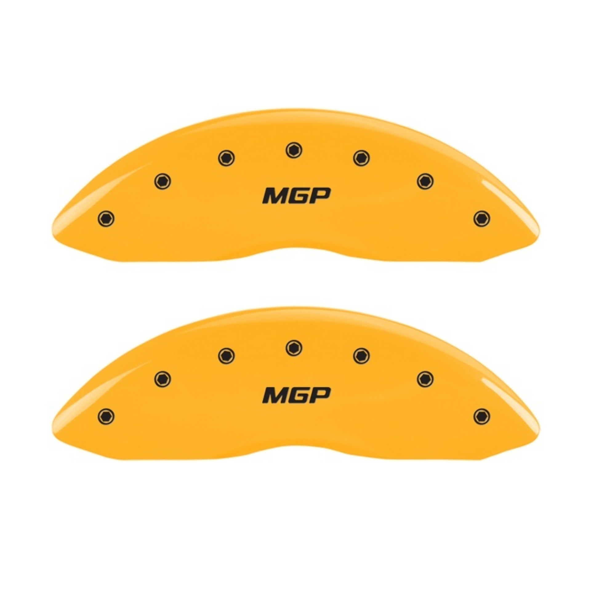 Picture of MGP Front set 2 Caliper Covers Engraved Front MGP Yellow finish black ch