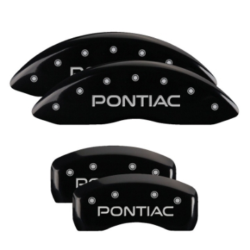 Picture of MGP 4 Caliper Covers Engraved Front Pontiac Engraved Rear Arrow Black finish silver ch