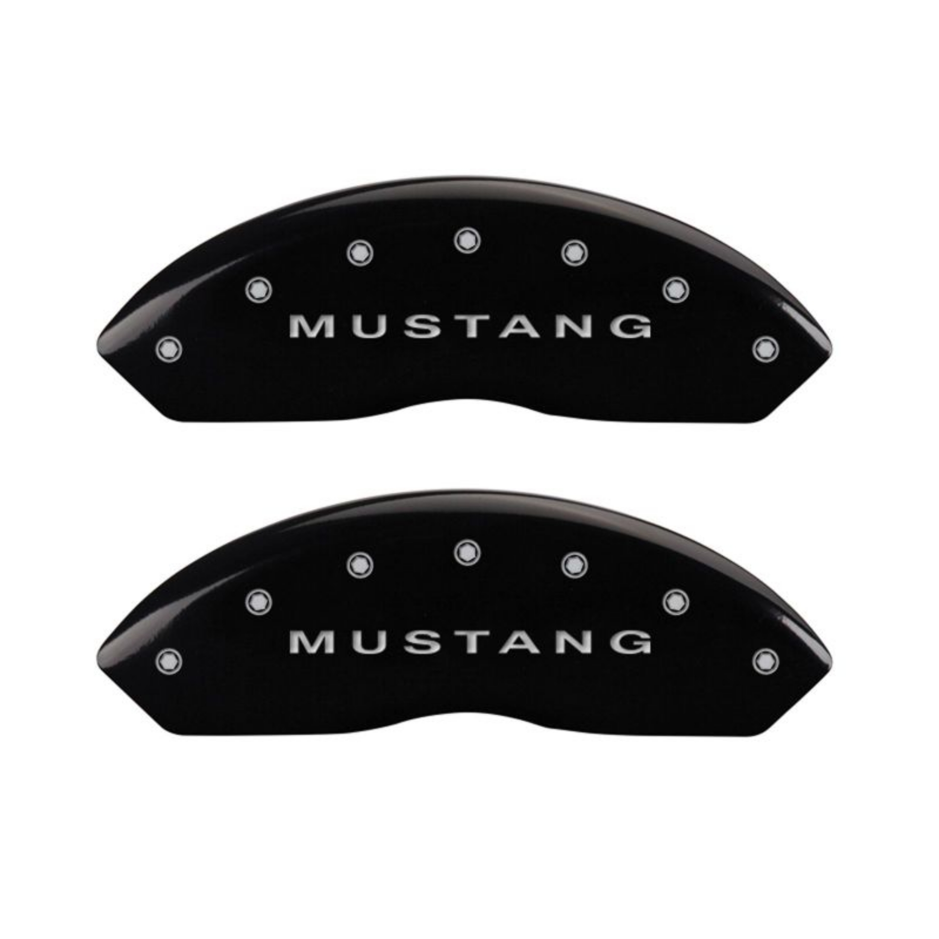 Picture of MGP 4 Caliper Covers Engraved Front Mustang Engraved Rear S197-Bar & Pony Black finish silver ch