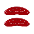 Picture of MGP 4 Caliper Covers Engraved Front Mustang Engraved Rear S197-GT Red finish silver ch