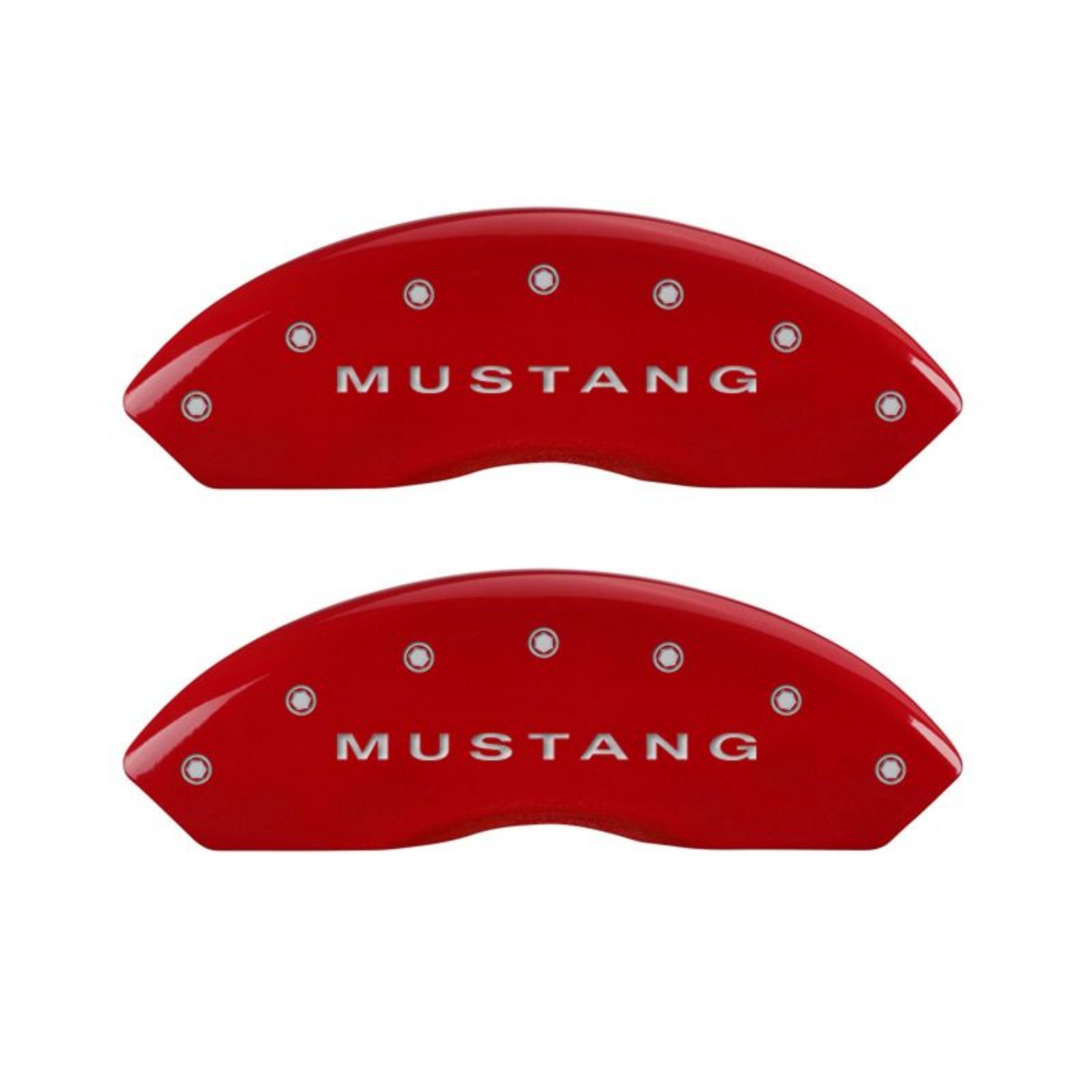 Picture of MGP 4 Caliper Covers Engraved Front Mustang Engraved Rear S197-GT Red finish silver ch