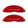 Picture of MGP 4 Caliper Covers Engraved Front & Rear With stripes-Dodge Red finish silver ch