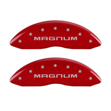Picture of MGP 4 Caliper Covers Engraved Front & Rear Magnum Red finish silver ch