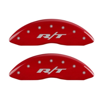 Picture of MGP 4 Caliper Covers Engraved Front & Rear RT1-Truck Red finish silver ch