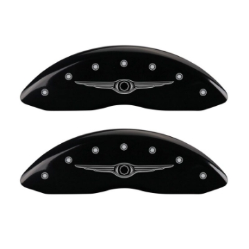 Picture of MGP 4 Caliper Covers Engraved Front & Rear Style 1-Chrysler Wing Black finish silver ch