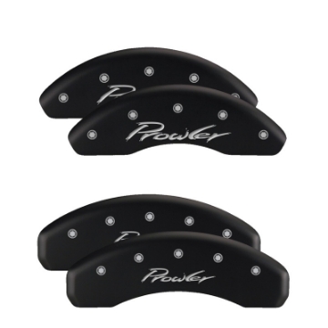 Picture of MGP 4 Caliper Covers Engraved Front & Rear Style 1-Chrysler Wing Black finish silver ch