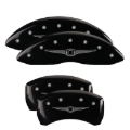 Picture of MGP 4 Caliper Covers Engraved Front & Rear Style 1-Chrysler Wing Black finish silver ch