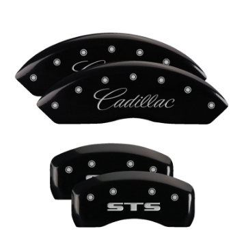 Picture of MGP 4 Caliper Covers Engraved Front Cursive-Cadillac Engraved Rear STS Black finish silver ch