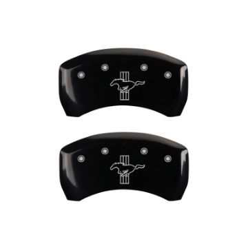 Picture of MGP Rear set 2 Caliper Covers Engraved Rear S197-Bar & Pony Black finish silver ch