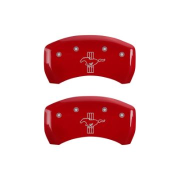 Picture of MGP Rear set 2 Caliper Covers Engraved Rear S197-Bar & Pony Red finish silver ch