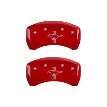 Picture of MGP Rear set 2 Caliper Covers Engraved Rear S197-Bar & Pony Red finish silver ch
