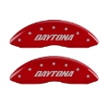 Picture of MGP 4 Caliper Covers Engraved Front & Rear Daytona Red finish silver ch