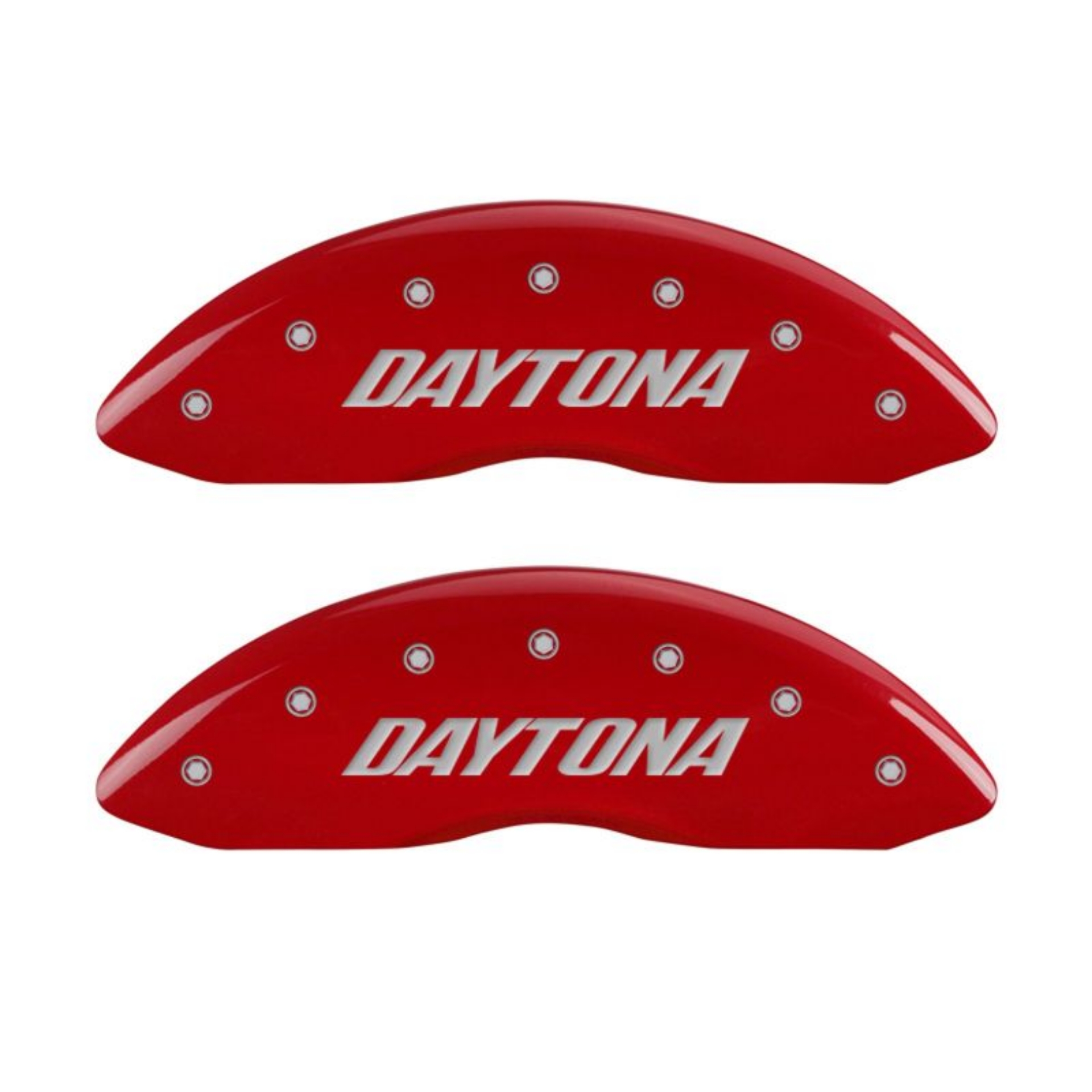 Picture of MGP 4 Caliper Covers Engraved Front & Rear Daytona Red finish silver ch