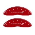 Picture of MGP 4 Caliper Covers Engraved Front & Rear With stripes-Dodge Red finish silver ch