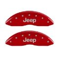 Picture of MGP 4 Caliper Covers Engraved Front & Rear JEEP Red finish silver ch