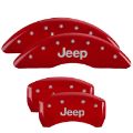 Picture of MGP 4 Caliper Covers Engraved Front & Rear JEEP Red finish silver ch
