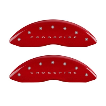 Picture of MGP 4 Caliper Covers Engraved Front & Rear Crossfire Red finish silver ch