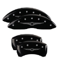 Picture of MGP 4 Caliper Covers Engraved Front & Rear Style 1-Chrysler Wing Black finish silver ch
