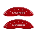 Picture of MGP 4 Caliper Covers Engraved Front & Rear MOPAR Red finish silver ch