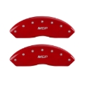 Picture of MGP Front set 2 Caliper Covers Engraved Front MGP Red finish silver ch