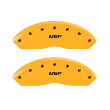 Picture of MGP Front set 2 Caliper Covers Engraved Front MGP Yellow finish black ch