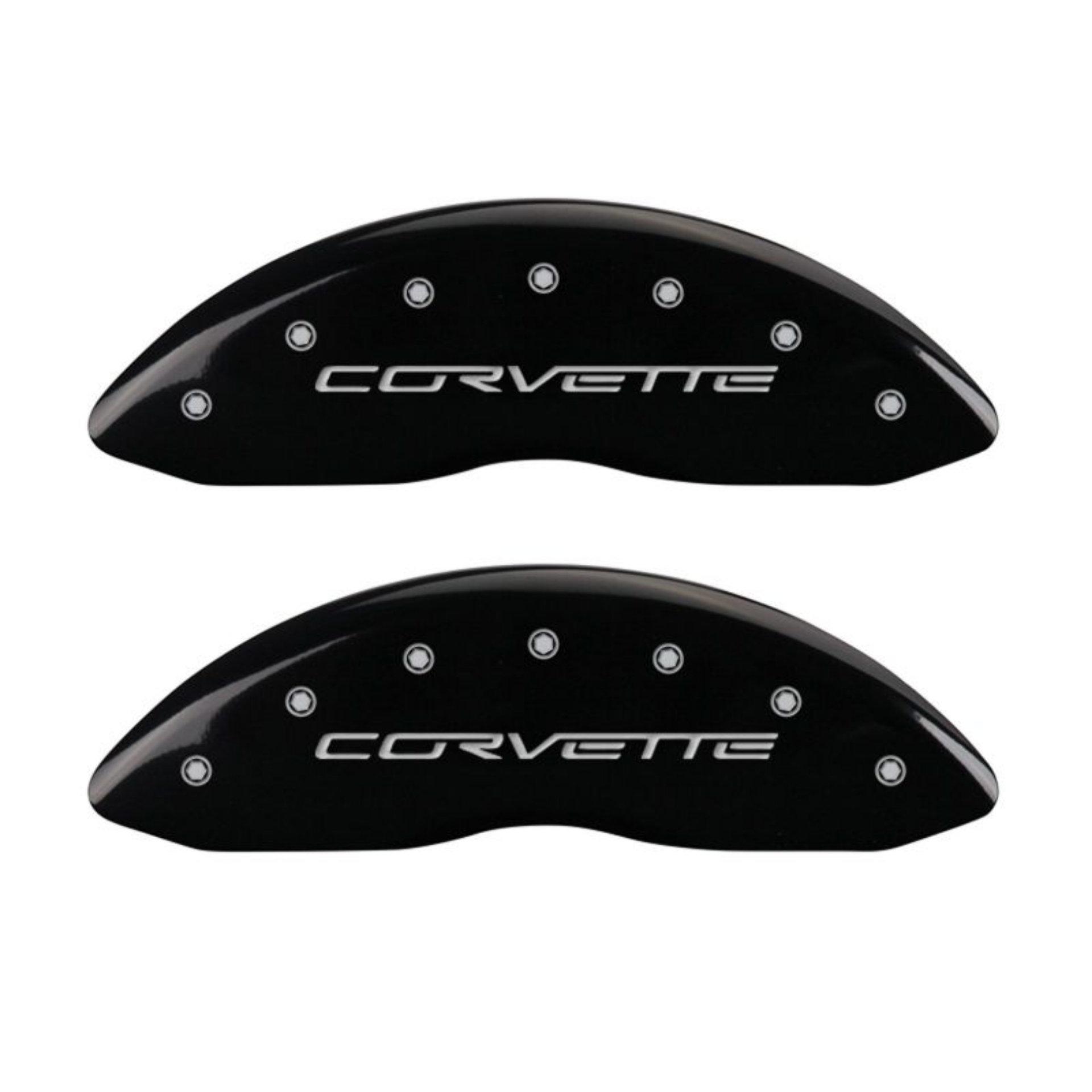 Picture of MGP 4 Caliper Covers Engraved Front & Rear C6-Corvette Black finish silver ch