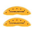 Picture of MGP 4 Caliper Covers Engraved Front & Rear C6-Corvette Yellow finish black ch
