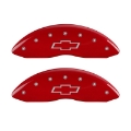 Picture of MGP Front set 2 Caliper Covers Engraved Front Bowtie Red finish silver ch