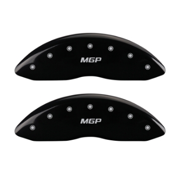 Picture of MGP Front set 2 Caliper Covers Engraved Front MGP Black finish silver ch